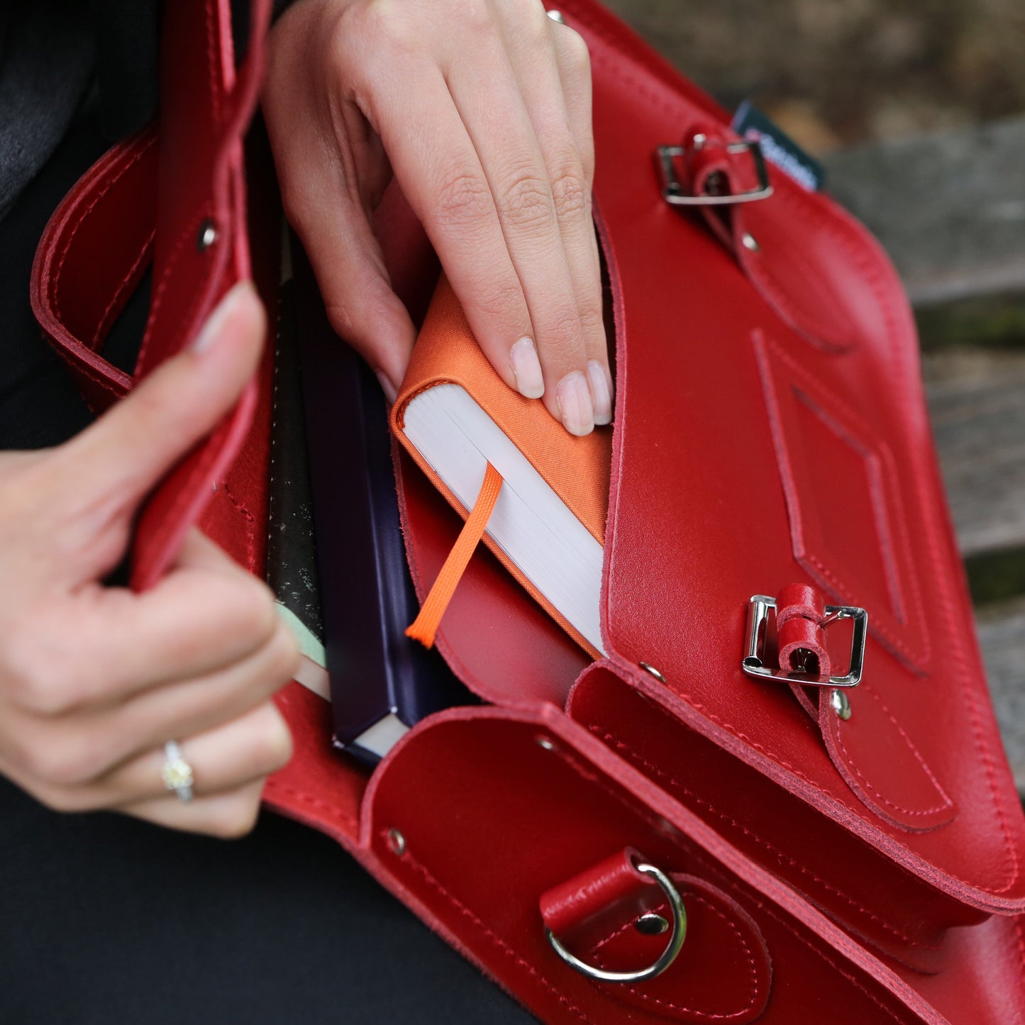Handmade Leather Satchel - Pillar Box Red