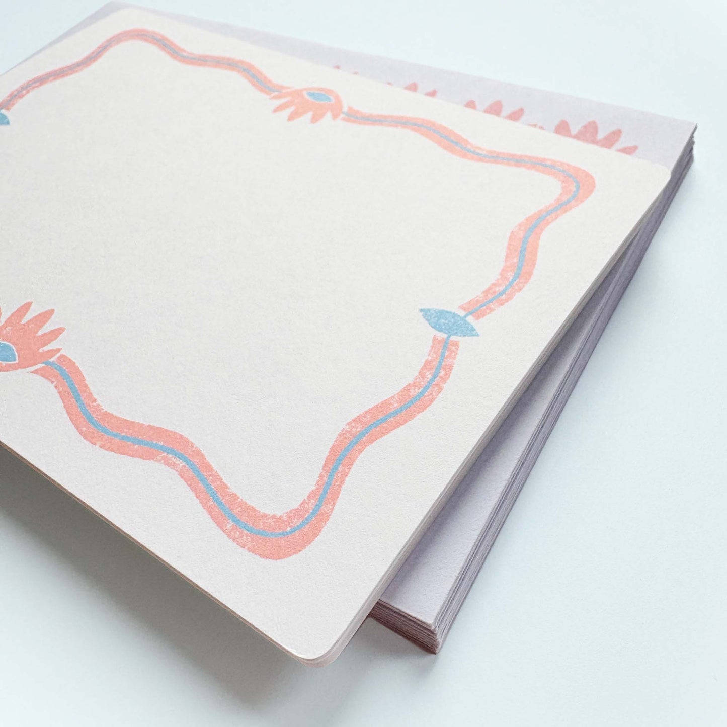 Set of 12 Note Cards And Envelopes - Stamped in Pink