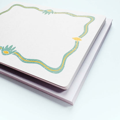 Set of 12 Note Cards And Envelopes - Stamped in Green