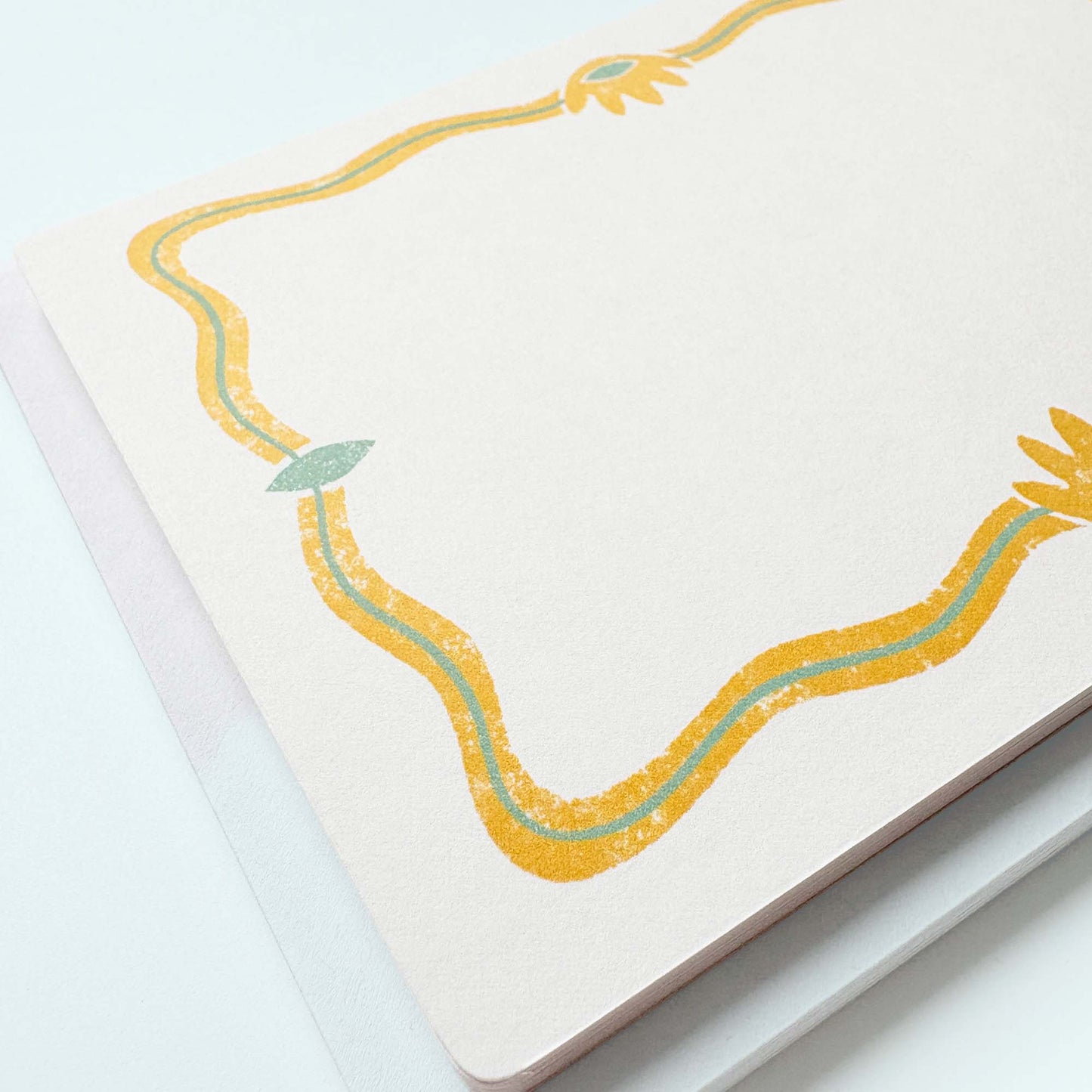 Set of 12 Note Cards And Envelopes - Stamped in Yellow