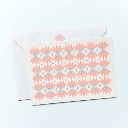 Set of 12 Note Cards And Envelopes - Stamped in Pink