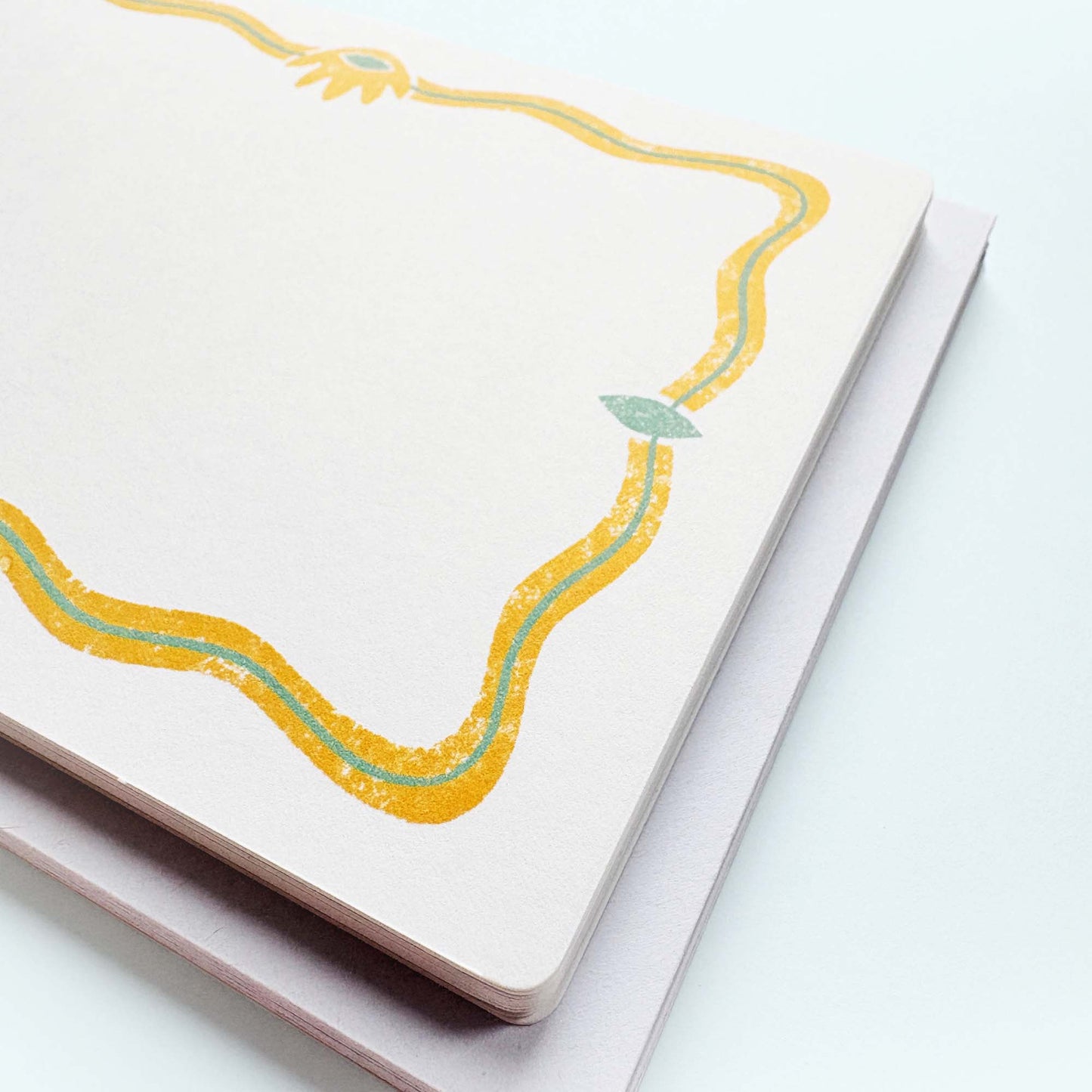 Set of 12 Note Cards And Envelopes - Stamped in Yellow