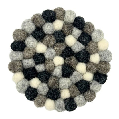 Round Felt Ball Coasters | Multi Grey | Set of 4