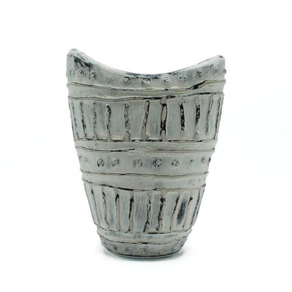 Wide Neck Shaped Dry Flowers Vase - Cream 22cm