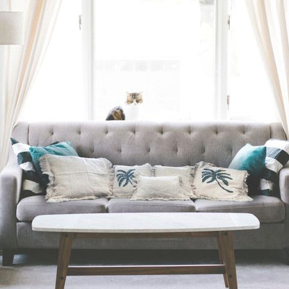 Linen Cushion Cover 45x45cm with fringe