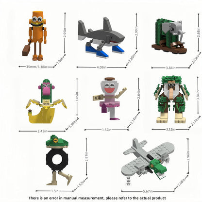 8 Pcs Italian Brainrot Action Building Blocks Set, Tralalero Tralala Collectible Figurines. Viral Desk Decor Gift, for Kids Boys, Girls and Adults