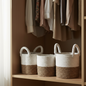 Set of 3 Natural Seagrass Storage Baskets 14-16-17 cm