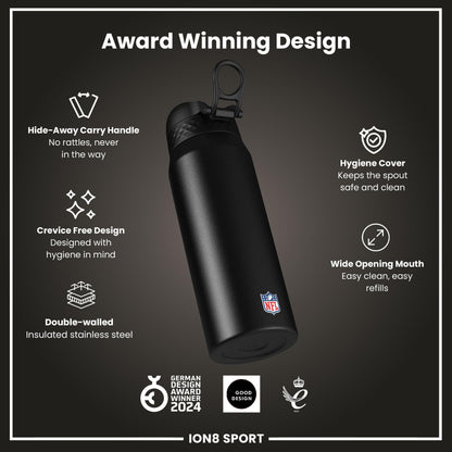NFL x ION8 Insulated Steel Water Bottle, NFL Panthers, 750ml (24oz)