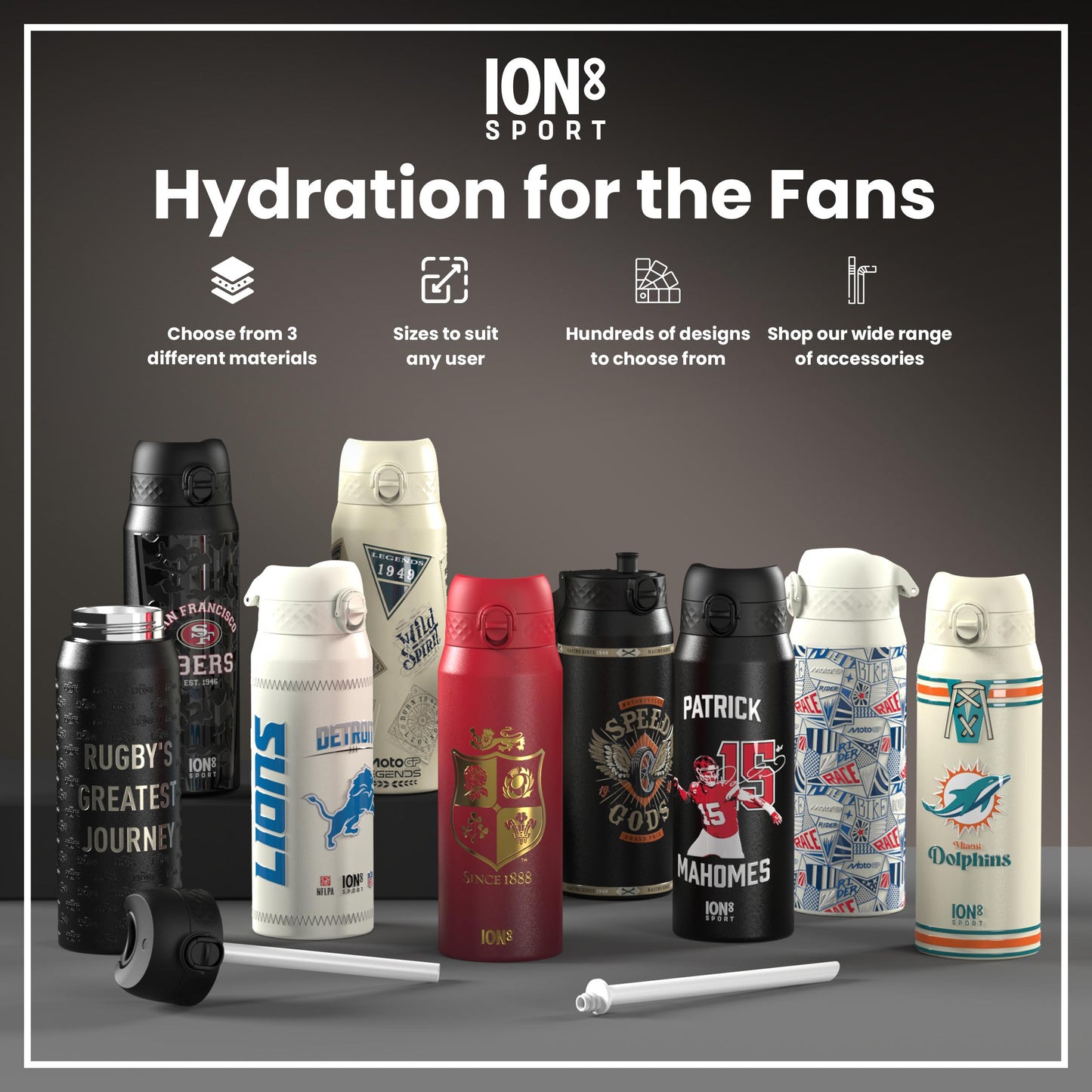 NFL x ION8 Insulated Steel Water Bottle, NFL Vikings, 750ml (24oz)