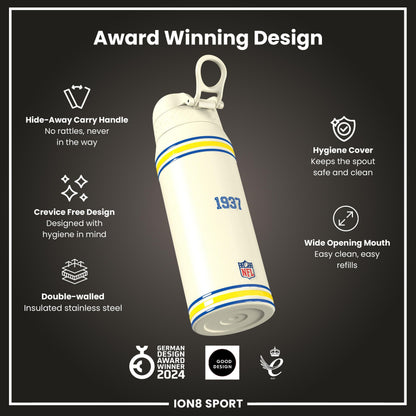 NFL x ION8 Insulated Steel Water Bottle, NFL Rams, 750ml (24oz)