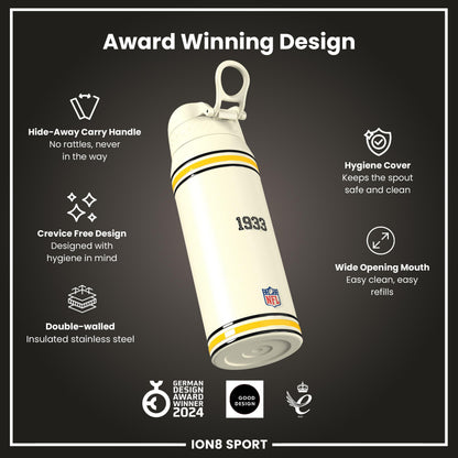 NFL x ION8 Insulated Steel Water Bottle, NFL Steelers, 750ml (24oz)