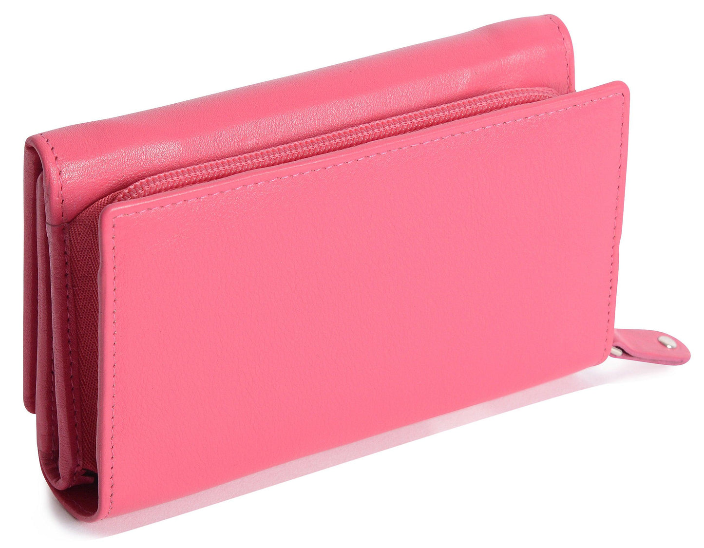 SADDLER PAULA Handmade Leather Trifold Purse – RFID Protected | 8 Card Slots, ID Window & Rear Zip Pocket | Gift Boxed