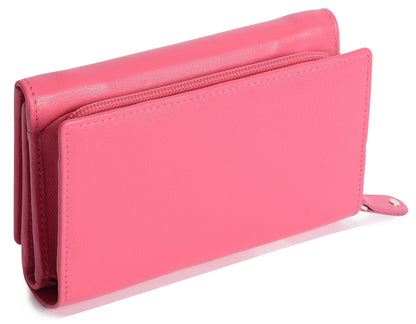 SADDLER PAULA Handmade Leather Trifold Purse – RFID Protected | 8 Card Slots, ID Window & Rear Zip Pocket | Gift Boxed
