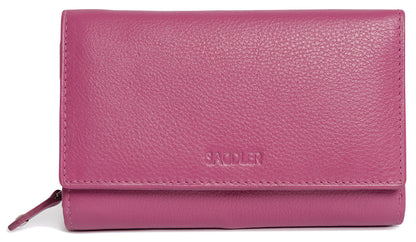 SADDLER PAULA Handmade Leather Trifold Purse – RFID Protected | 8 Card Slots, ID Window & Rear Zip Pocket | Gift Boxed