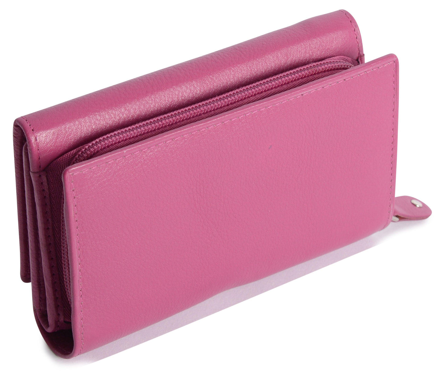 SADDLER PAULA Handmade Leather Trifold Purse – RFID Protected | 8 Card Slots, ID Window & Rear Zip Pocket | Gift Boxed