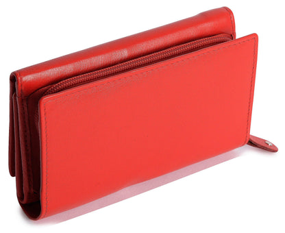 SADDLER PAULA Handmade Leather Trifold Purse – RFID Protected | 8 Card Slots, ID Window & Rear Zip Pocket | Gift Boxed