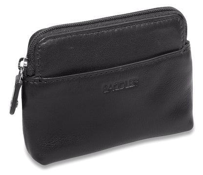 Compact Leather Zip-Top Purse "Pia" – Handmade by Saddler | RFID Protected & Gift Boxed | Multi-Functional Card, Coin & Key Holder