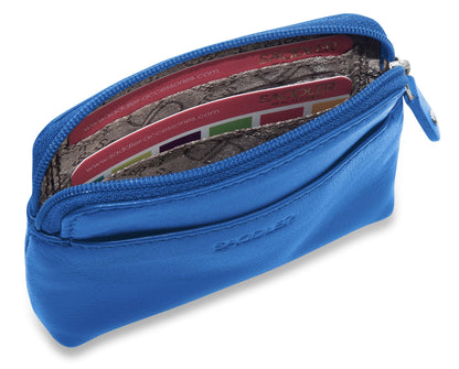 Compact Leather Zip-Top Purse "Pia" – Handmade by Saddler | RFID Protected & Gift Boxed | Multi-Functional Card, Coin & Key Holder