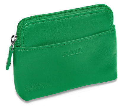 Compact Leather Zip-Top Purse "Pia" – Handmade by Saddler | RFID Protected & Gift Boxed | Multi-Functional Card, Coin & Key Holder