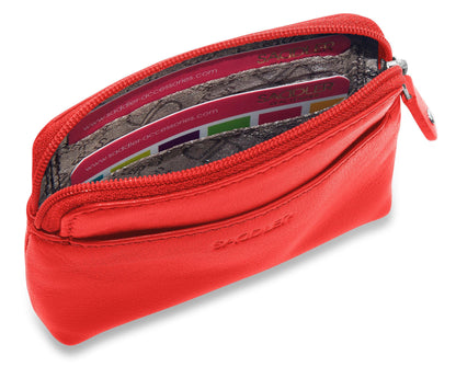 Compact Leather Zip-Top Purse "Pia" – Handmade by Saddler | RFID Protected & Gift Boxed | Multi-Functional Card, Coin & Key Holder