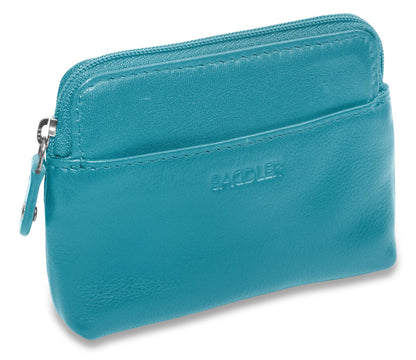 Compact Leather Zip-Top Purse "Pia" – Handmade by Saddler | RFID Protected & Gift Boxed | Multi-Functional Card, Coin & Key Holder