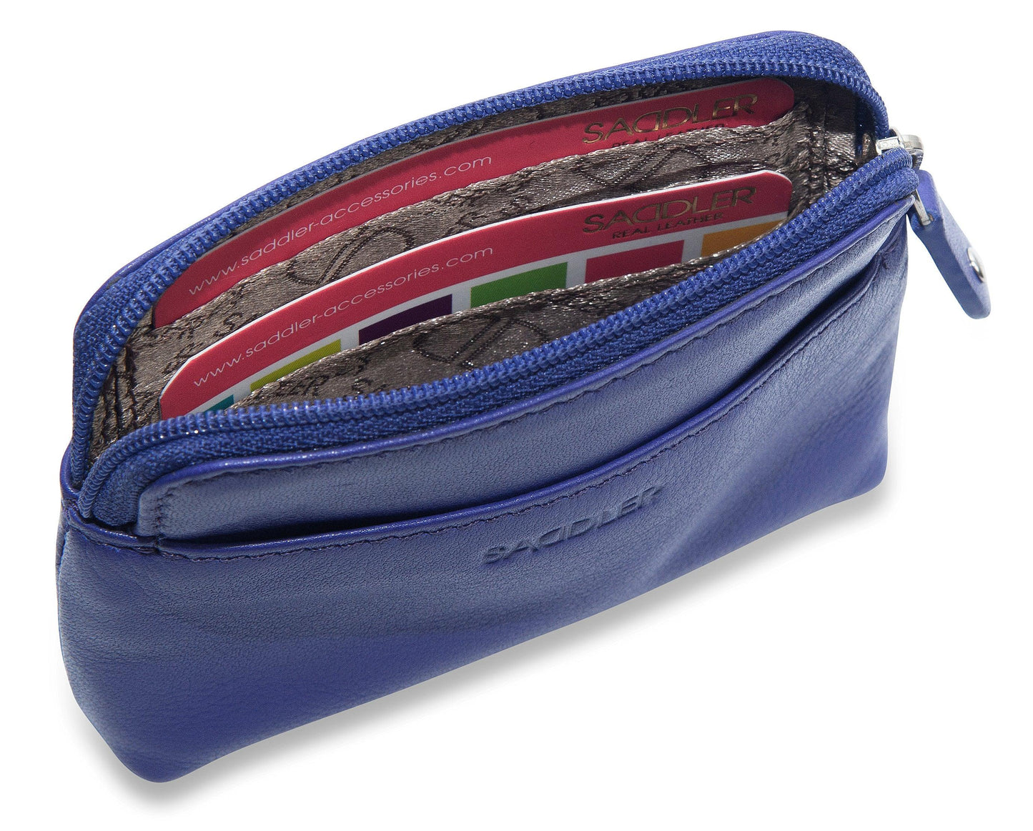 Compact Leather Zip-Top Purse "Pia" – Handmade by Saddler | RFID Protected & Gift Boxed | Multi-Functional Card, Coin & Key Holder