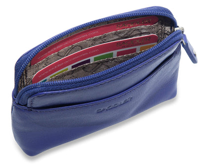 Compact Leather Zip-Top Purse "Pia" – Handmade by Saddler | RFID Protected & Gift Boxed | Multi-Functional Card, Coin & Key Holder