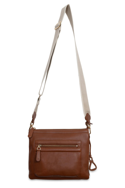 Ellen Leather 3-Section Zip-Top Crossbody bag  - Handmade by Saddler