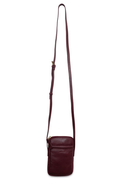 SADDLER "Margot" Real Leather Crossbody Zip Top RFID Phone Pouch - Gift Boxed