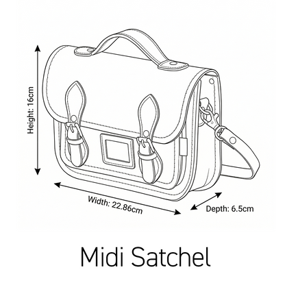Leather Midi Satchel - Gothic Striped White & Black