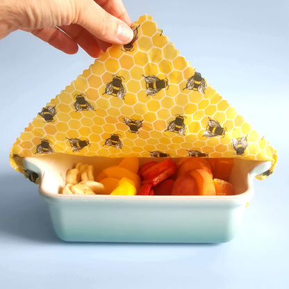 *Set of 3 Handmade Beeswax Wraps | Bee Happy