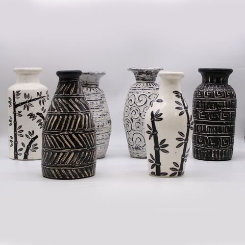 Bamboo Motif Straight Dry Flowers Vase - Natural