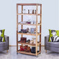 Recycled Teak Wood Six Shelf Display with Casters 79x37x180cm