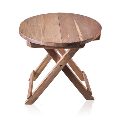 Recycled Teak Wood Round Folding Coffee Table 50x50cm