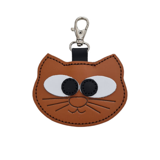Colourful Cat Bag Charm - Burnt Orange