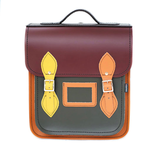 Handmade Leather City Backpack - Autumnal Kaleidoscope