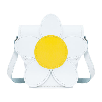 Handmade Leather Daisy Barrel Bag - White