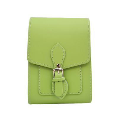 Handmade Leather Festival Phone Bag - Grass Green