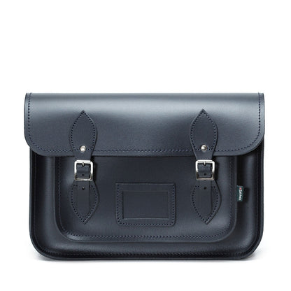Handmade Leather Satchel - Navy Blue