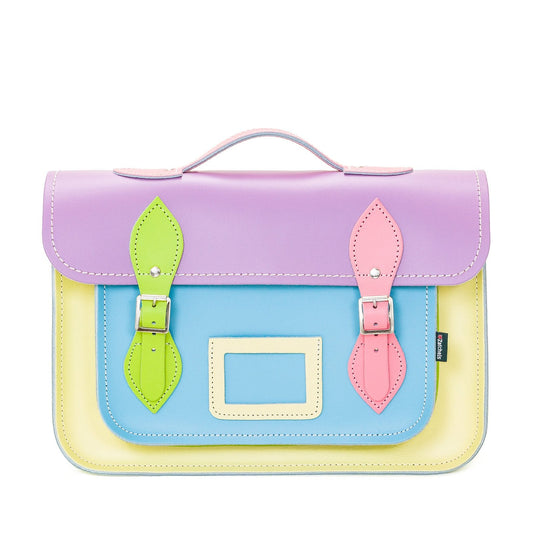 Handmade Leather Satchel - Pastel Kaleidoscope