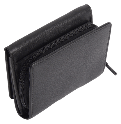 SADDLER CARLA Handmade Leather Compact Trifold Purse – RFID Protected | 5 Card Slots, ID Window & Zipped Coin Pocket | Gift Boxed
