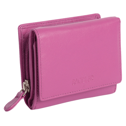 SADDLER CARLA Handmade Leather Compact Trifold Purse – RFID Protected | 5 Card Slots, ID Window & Zipped Coin Pocket | Gift Boxed