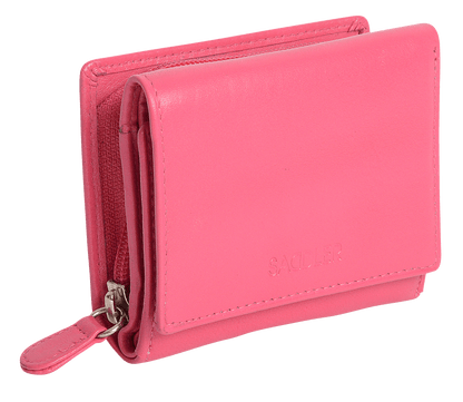 SADDLER CARLA Handmade Leather Compact Trifold Purse – RFID Protected | 5 Card Slots, ID Window & Zipped Coin Pocket | Gift Boxed