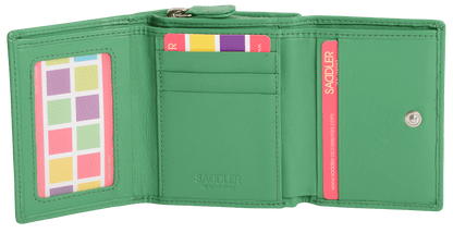 SADDLER CARLA Handmade Leather Compact Trifold Purse – RFID Protected | 5 Card Slots, ID Window & Zipped Coin Pocket | Gift Boxed