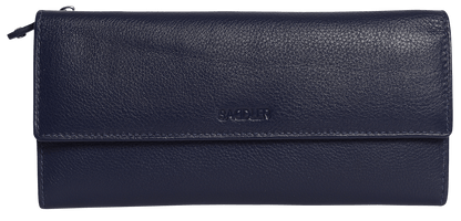 SADDLER CLAIRE Long Leather Trifold Purse - 18 Card Slots, Dual Zip Pockets, and Note Sections - RFID Protected