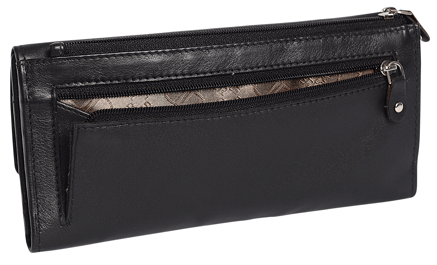 SADDLER CLAIRE Long Leather Trifold Purse - 18 Card Slots, Dual Zip Pockets, and Note Sections - RFID Protected