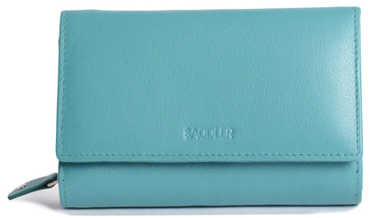 Compact Trifold Leather Purse "Eleanor" – Handmade by Saddler | RFID Protected & Gift Boxed | 10 Card Slots & Rear Zip Coin Pocket