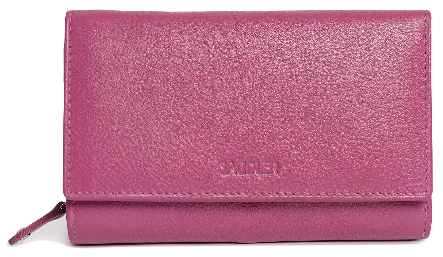 Compact Trifold Leather Purse "Eleanor" – Handmade by Saddler | RFID Protected & Gift Boxed | 10 Card Slots & Rear Zip Coin Pocket