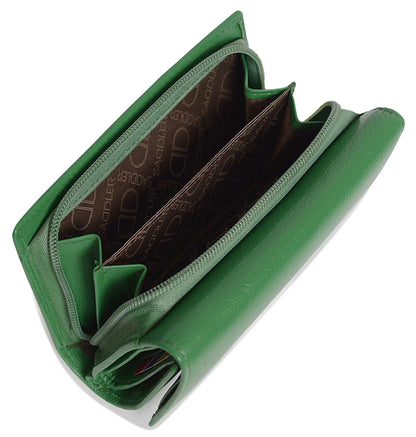 Compact Trifold Leather Purse "Eleanor" – Handmade by Saddler | RFID Protected & Gift Boxed | 10 Card Slots & Rear Zip Coin Pocket