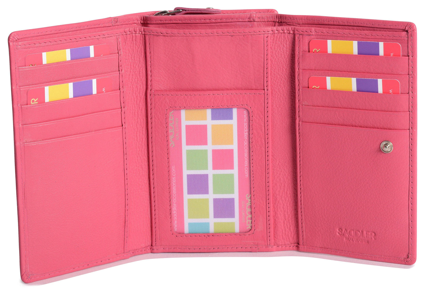 Compact Trifold Leather Purse "Eleanor" – Handmade by Saddler | RFID Protected & Gift Boxed | 10 Card Slots & Rear Zip Coin Pocket